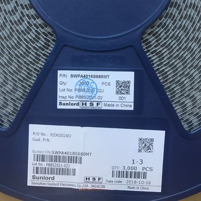 SWPA4018S680MT Induktor Daya 68μH dengan Toleransi 20% Ukuran 4018 Arus Sat 1.24A Arus Kenaikan Suhu 1.15A Konstruksi Berperisai Rentang -40°C hingga 125°C Sesuai RoHS Kemasan Pita and Gulungan