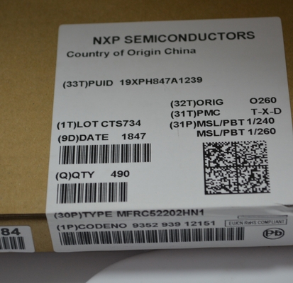 MFRC52202HN1 13.56MHz RFID/NFC Reader IC dengan ISO 14443A/MIFARE Support SPI/I2C/UART Interface, 10cm Range, Low Power Mode Anti-Collision dan Compact HVQFN32 Package untuk Sistem Akses Aman