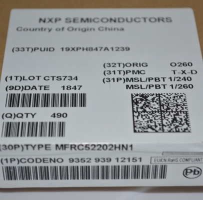MFRC52202HN1 13.56MHz RFID/NFC Reader IC dengan ISO 14443A/MIFARE Support SPI/I2C/UART Interface, 10cm Range, Low Power Mode Anti-Collision dan Compact HVQFN32 Package untuk Sistem Akses Aman