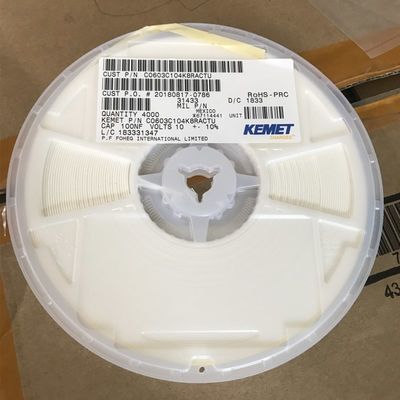 C0603C104K8RACTU 100nF 10V X7R 0603 MLCC Menampilkan 10% Toleransi Kapasitas Tinggi Kinerja stabil dari -55 °C hingga +125 °C dan RoHS Compliance