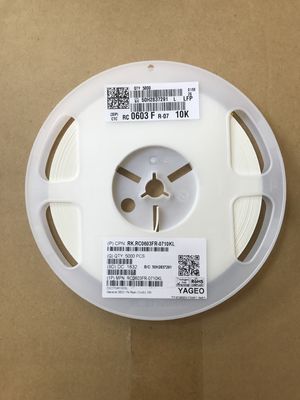 RC0603FR-0710KL Resistor Presisi 10kΩ, Ukuran 0603, Toleransi 1%, TCR ±100ppm/°C, Peringkat 1/10W, Teknologi Film Tipis, Bebas Halogen, Sesuai RoHS untuk Sirkuit Pull-up & Sensor