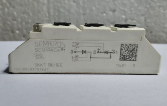 SKKT106/16E 1600V 106A Modul Thyristor Ganda VF Rendah 1.35V Lonjakan 2.4kA Kontak Tekanan Basis Keramik AlN SEMIPACK1 Terisolasi Bersertifikat UL untuk Soft Starter dan Drive