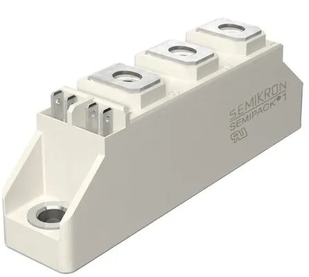 SKKT107B16E 1600V 107A Modul Thyristor Ganda Basis Keramik AlN Kontak Tekanan Arus Lonjakan 2.4kA VF Rendah 1.35V SEMIPACK1 Terisolasi Bersertifikat UL untuk Soft Starter dan Drive