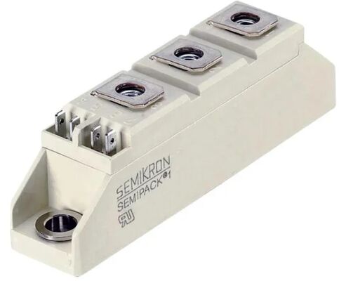 SKKT107B16E 1600V 107A Modul Thyristor Ganda Basis Keramik AlN Kontak Tekanan Arus Lonjakan 2.4kA VF Rendah 1.35V SEMIPACK1 Terisolasi Bersertifikat UL untuk Soft Starter dan Drive