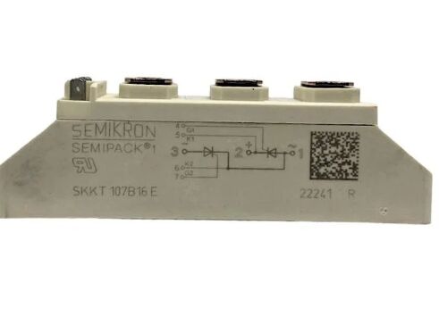 SKKT107B16E 1600V 107A Modul Thyristor Ganda Basis Keramik AlN Kontak Tekanan Arus Lonjakan 2.4kA VF Rendah 1.35V SEMIPACK1 Terisolasi Bersertifikat UL untuk Soft Starter dan Drive