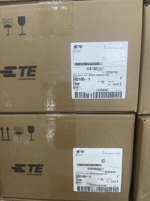 282105-1 Header Wire-to-Board Vertikal Through Hole 3 Posisi 5.0mm Pitch Terlindungi Kunci Gesekan Terpolarisasi Rating 9A untuk Catu Daya dan Kontrol Industri