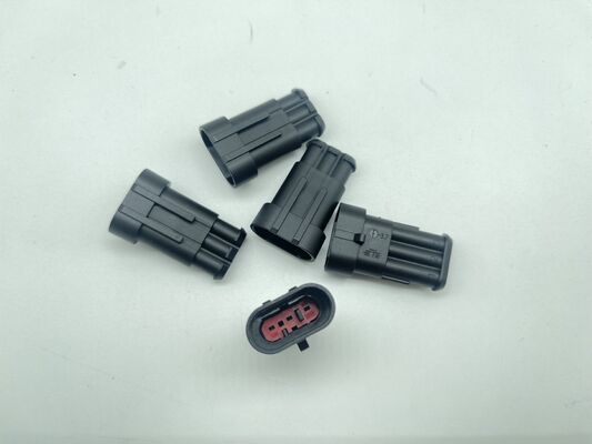 282105-1 Header Wire-to-Board Vertikal Through Hole 3 Posisi 5.0mm Pitch Terlindungi Kunci Gesekan Terpolarisasi Rating 9A untuk Catu Daya dan Kontrol Industri